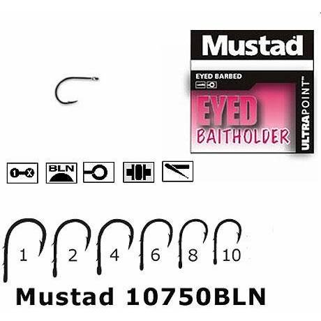 Carlig Mustad Eyed Baitholder 10750NP-BN Nr.6