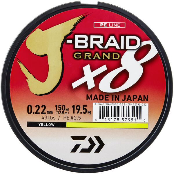 Fir Daiwa J-Braid Grand X8 Yellow 0.28mm 26.5kg 135m