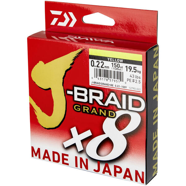 Fir Daiwa J-Braid Grand X8 Yellow 0.13mm 8.5kg 135m