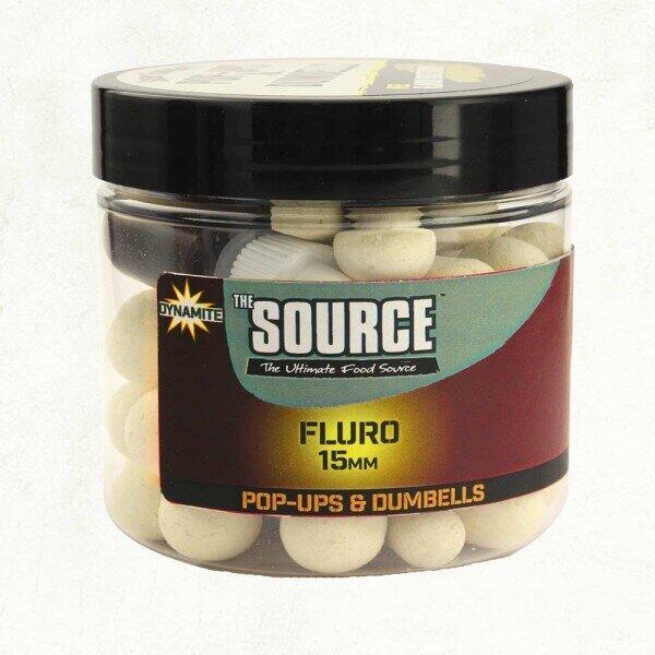 Dynamite  Baits Source White Fluro Pop Ups And Dumbells 20Mm Cutie