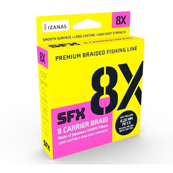 Fir Sufix Sfx 8X Braid 135m 0.10mm 5Kg Hot Yellow