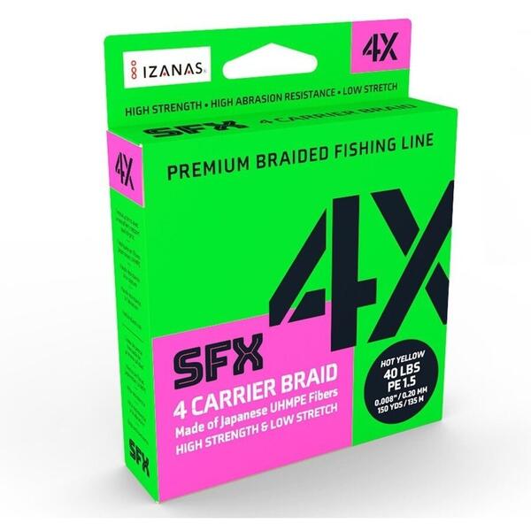 Fir Sufix Sfx 4X Braid 135m 0.128mm 5.5Kg Hot Yellow