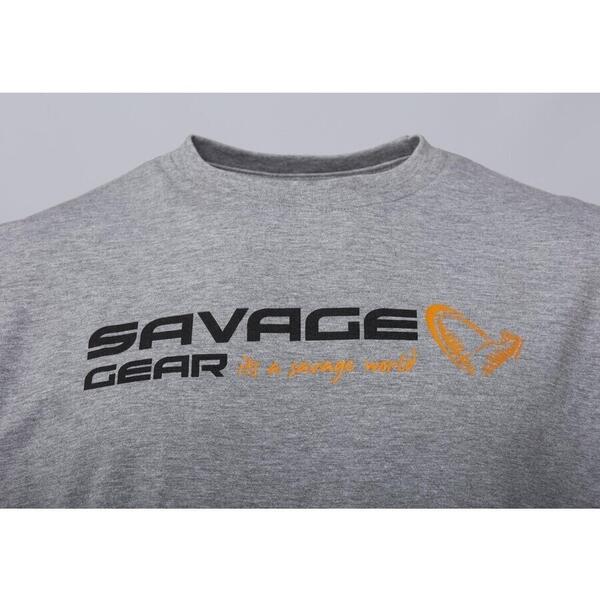 Tricou Savage Gear Signature Logo Gri Melange Marime 2XL