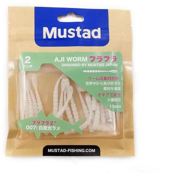 Mustad Aji Worm Fla-Fla 5cm Clear Silver Glitter