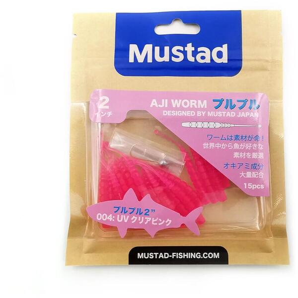 Mustad Aji Worm Plu-Plu 5cm UV Clear Pink
