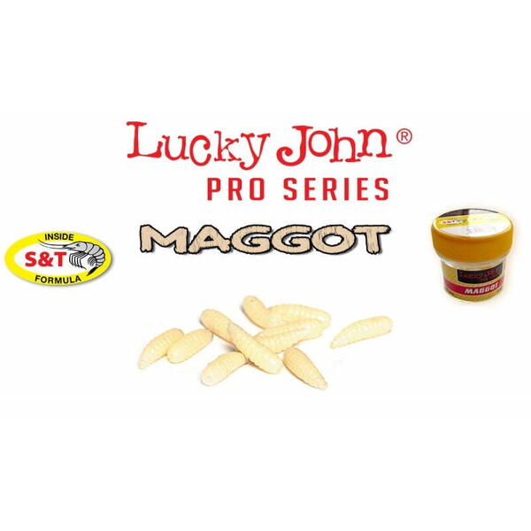 Lucky John Pro Series Maggot 1.2 CM Culoare - White (Glow), Numar - 30 buc/borcan