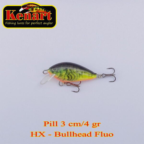 Vobler Kenart Pill Sinking 3cm 4g Bullhead Fluo