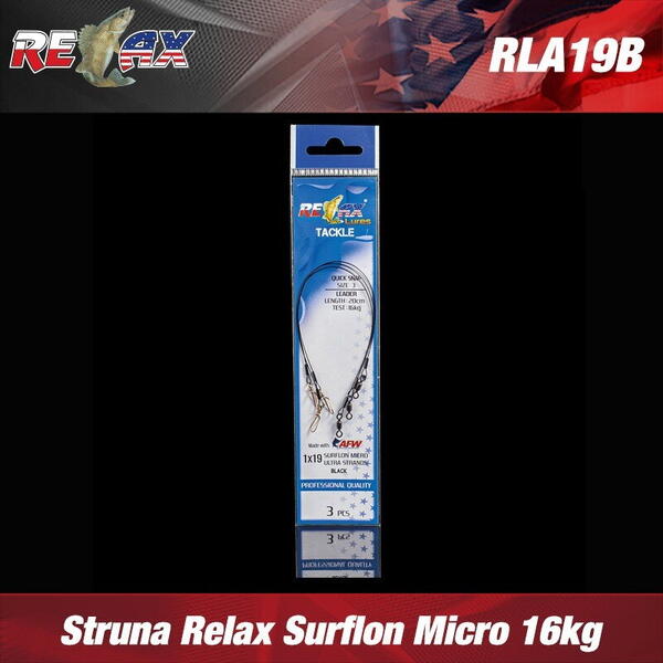 Relax Lures Struna Relax Surflon Micro Ultra Black 16kg *(3) : Lungime - 20cm
