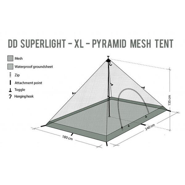 Cort DD Hammocks SuperLight Pyramid XL- Panza Anti Insecte