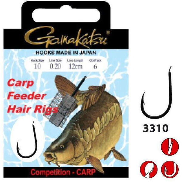 Carlige legate  Gamakatsu Legat Carp Hair 3310B 0.22mm 10buc