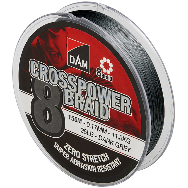 Fir DAM Crosspower 8-Braid Dark Grey 0.20mm 12.6kg 150m