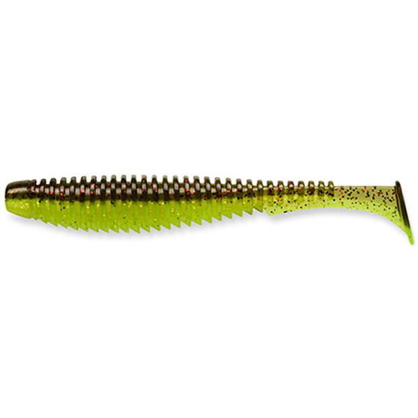 FishUp U-Shad 10.1cm #203 Green Pumpkin Flo Chartreuse