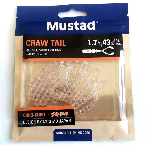 Mustad Finesse Chiki-Chiki Crawl Tail 4.3cm Clear Purple Glitter 12buc