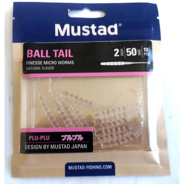 Mustad Finesse Plu-Plu Ball Tail 5cm Clear Luminous Silver Glitter 12buc