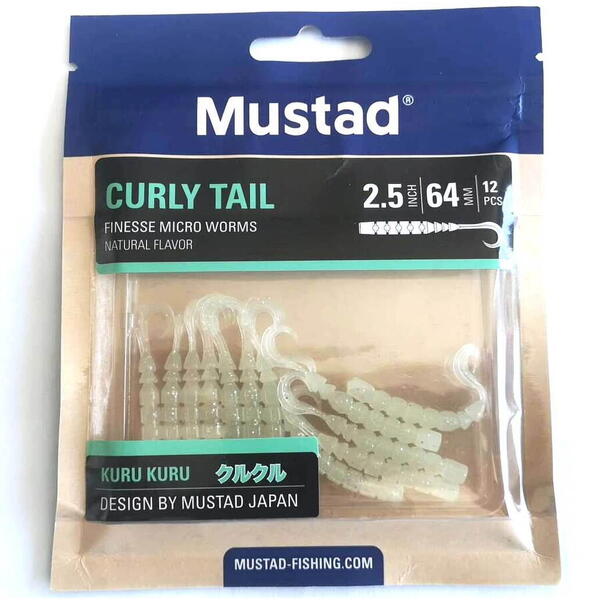Mustad Finesse Kuru-Kuru Curly Tail 6.4cm Orange Luminous 12buc