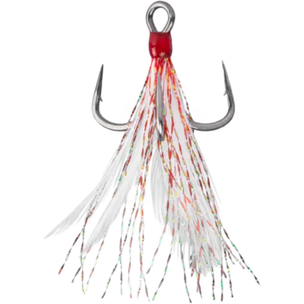 Carlig Mustad In-Line Triple Grip Feathered Red nr.1 2buc