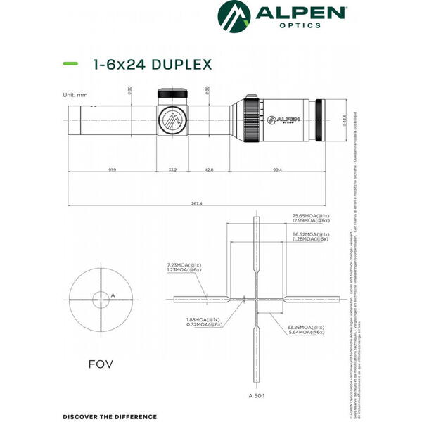 Luneta Alpen Optics Apex XP 1-6x24 Duplex illuminat
