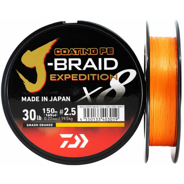 Fir Daiwa J-Braid Expedition X8E 0.10mm 6.9kg 150m Smash Orange