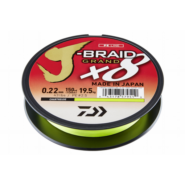 Fir Daiwa J-Braid Grand X8 Chartreuse 0.16mm 10kg 270m