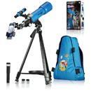 Set Telescop Refractor Copii 70/400 si Rucsac Junior Albastru