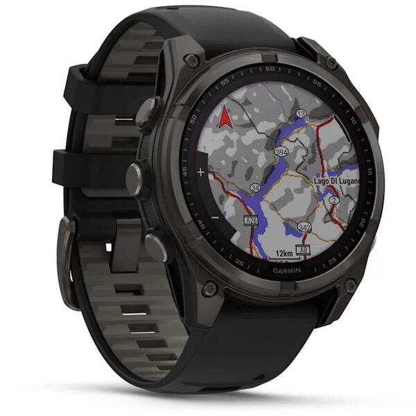 Ceas Garmin Fenix 8 Solar Sapphire Carbon Grey Titanium/Black