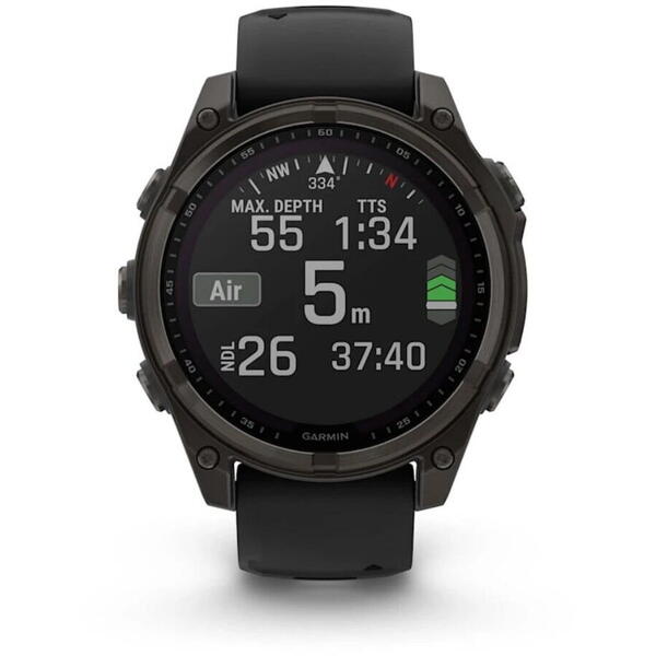 Ceas Garmin Fenix 8 Solar Sapphire Carbon Grey Titanium/Black