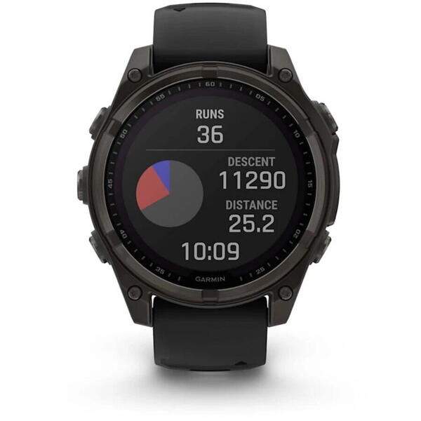 Ceas Garmin Fenix 8 Solar Sapphire Carbon Grey Titanium/Black