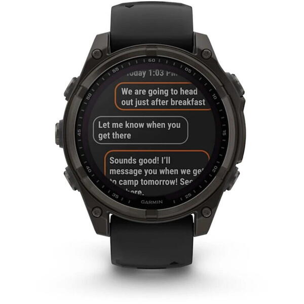 Ceas Garmin Fenix 8 Solar Sapphire Carbon Grey Titanium/Black