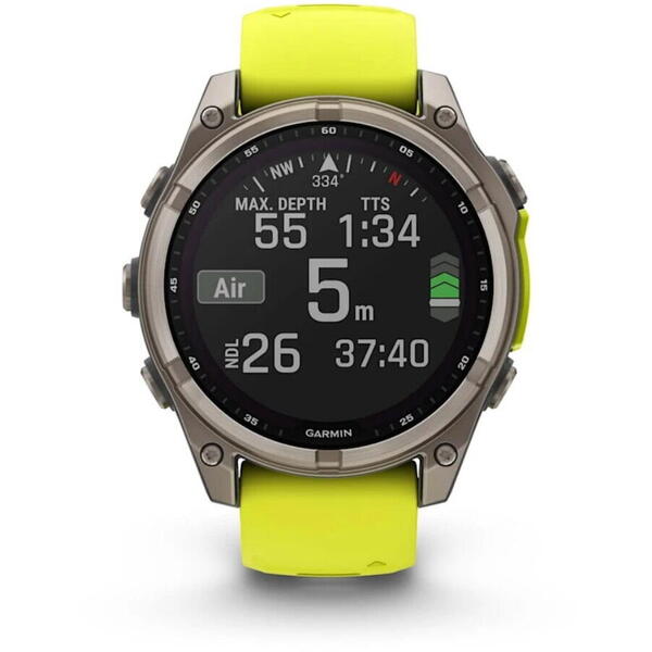 Ceas Garmin Fenix 8 Solar Sapphire Graphite/Yellow