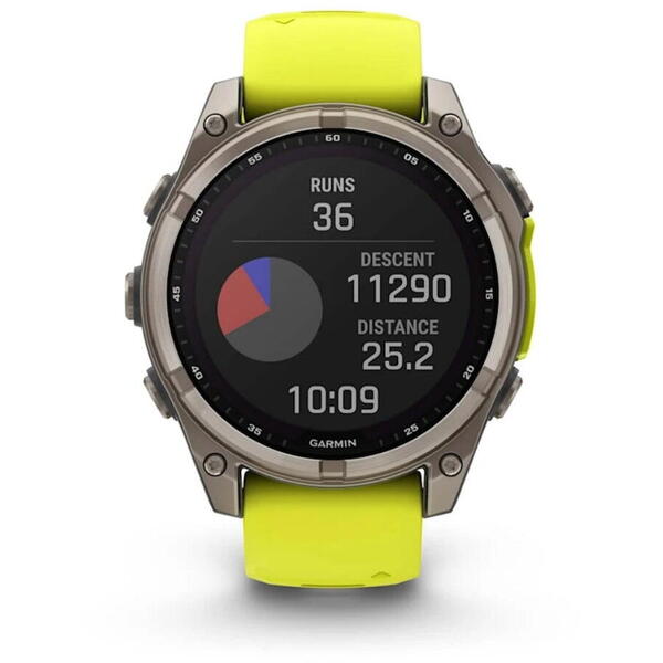 Ceas Garmin Fenix 8 Solar Sapphire Graphite/Yellow