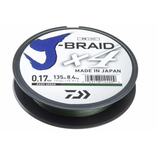 Fir Daiwa J-Braid X4 0.07mm 2.6kg 135m Dark Green