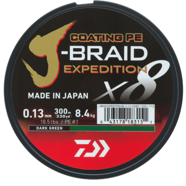 Fir Daiwa J-Braid Expedition X8 0.06mm 5.20kg 150m Dark Green